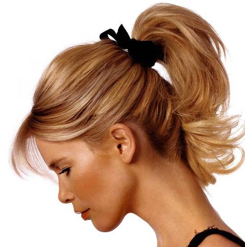 Celebrity Hair Cuts on Model And Actress Claudia Schiffer With Ponytail Hairstyle