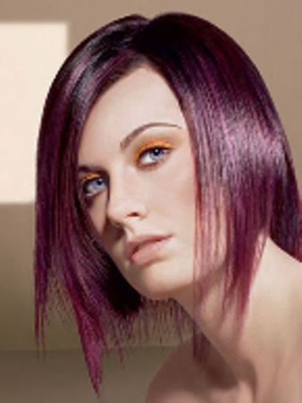 Burgundy Angled Bob Hairstyle