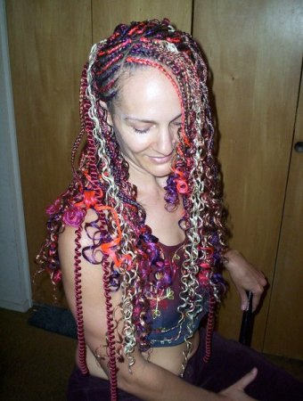 Colorful Braids and Curls Hairstyle