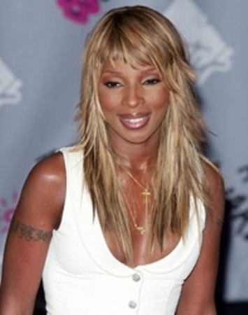 Mary J Blige Long Layered Hairstyle