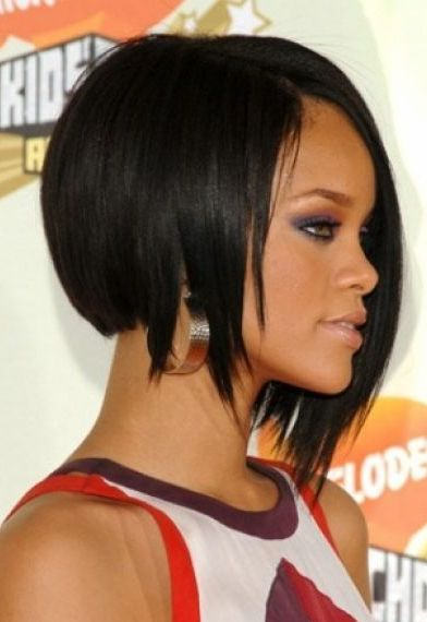 Rihanna Angled Bob Cut Hairstyle