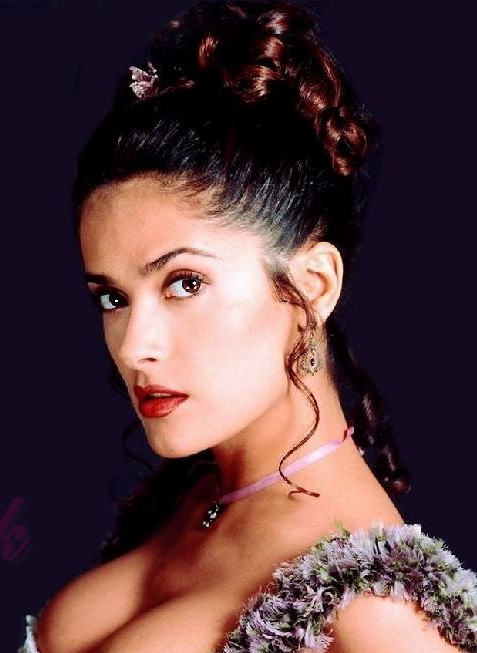 Salma Hayek High Bun Hairstyle