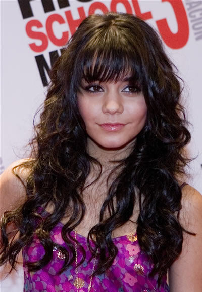 Vanessa Hudgens Curly Hime Cut Hairstyle