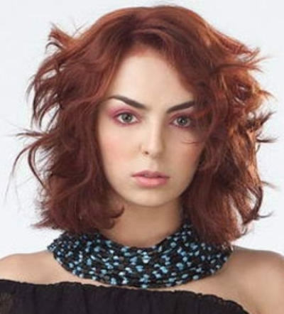 Red Medium Choppy Hairstyle