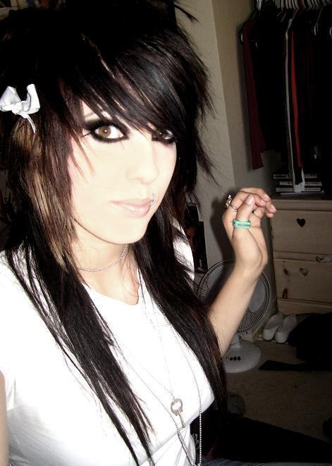 Long Black Emo Hairstyle