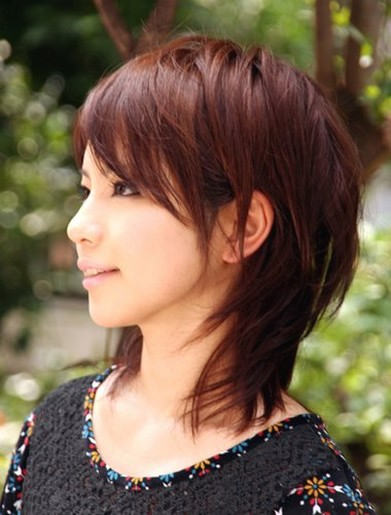 Red Medium Layered Hairstyle