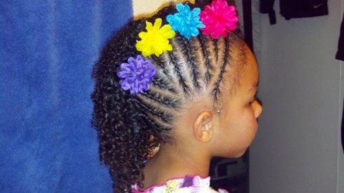 Afro With Flowers Hairstyle