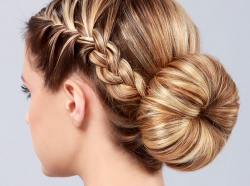 Blonde Braid Bun Hairstyle