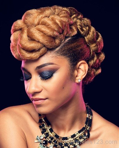 Afro Brown Updo Hairstyle