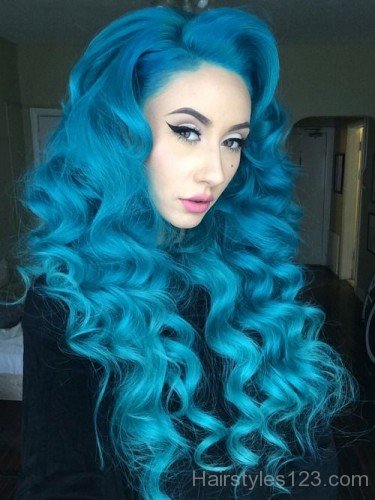 Blue Long Curly Hair