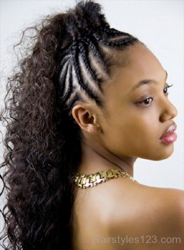 Braided Mohawk Hairstyle With Long Hair