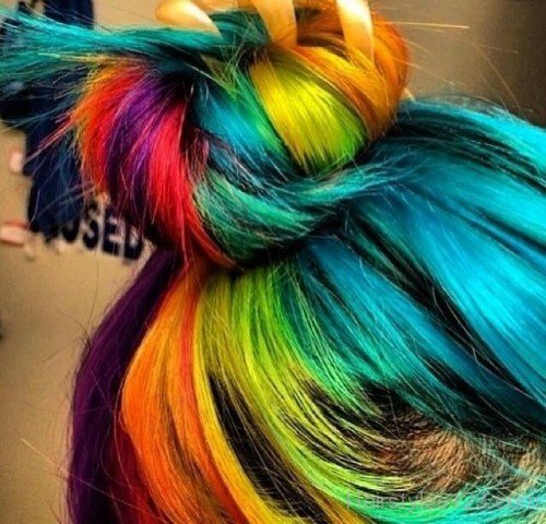 Rainbow Colored Updo Hairstyle