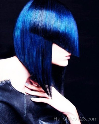 Straight Bob Blue Hairstyle