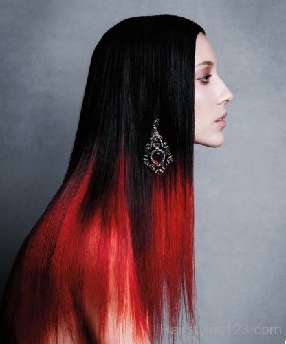 Black & Red Colored Hairstyle