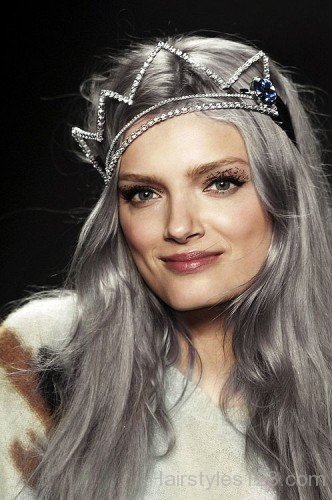 Grey Hairstyle With Tiara