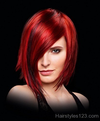Medium Red Straight Hairstyle