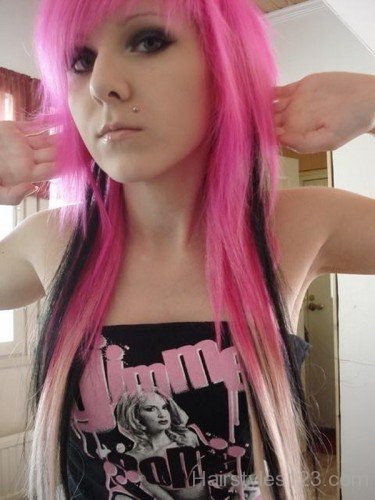 Pink & Black Emo Hairstyle