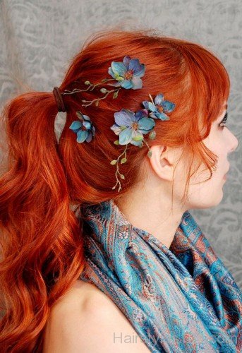 Ponytail With Flowers Hairstyle
