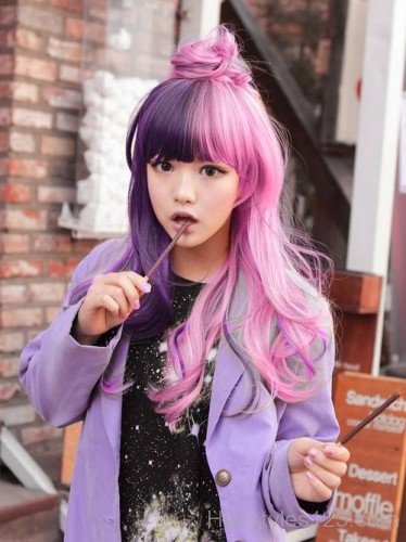 Purple & Pink Hairstyle For Teenage