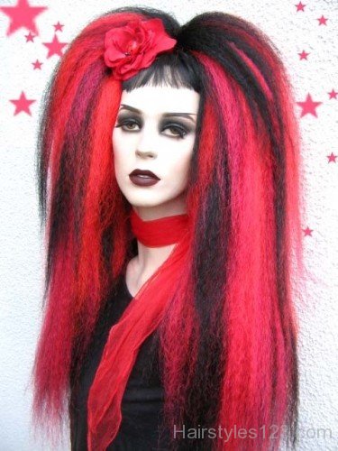 Red Afro Hairstyle For Emo Girls