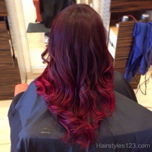Red Ombre Wavy Hairstyle