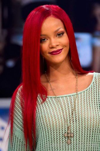 Rihanna Long Red Hairstyle