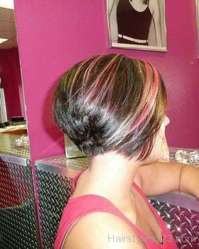 Stacked Bob With Pink Highlights