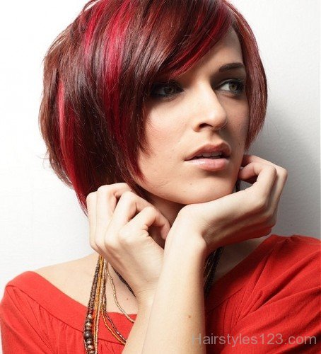 Stacked Red Straight Hairstyle