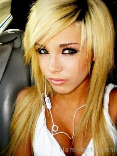 Blonde Emo Hairstyle  For Girls