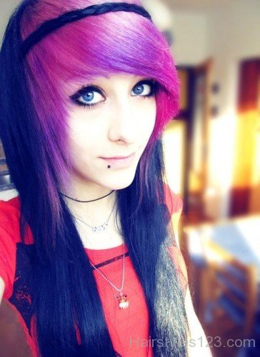 Lovely Colored Emo Hairstyle