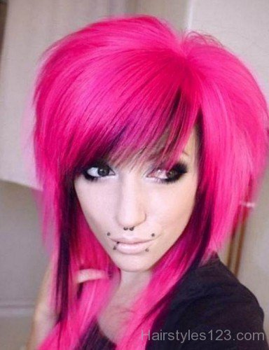 Pink  Emo Hairstyle