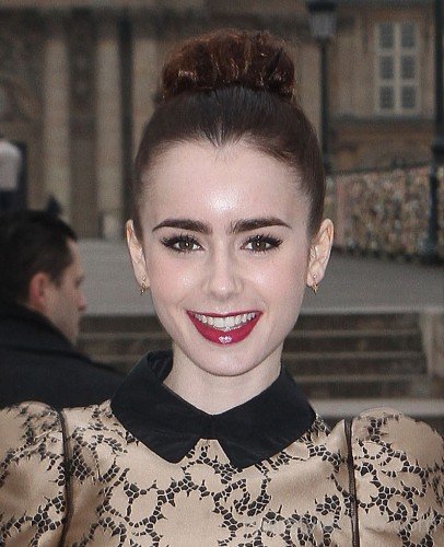 Bun Hairstyle Of Lily Collins