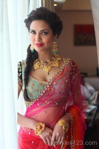 Attractive Fishtail Hairstyle Of Esha Gupta