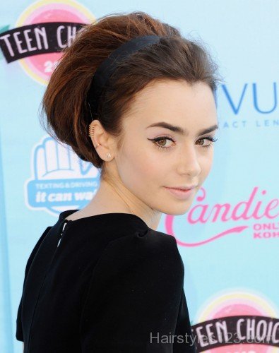 Gorgeous Bun Hairstyle Of Lily Collins