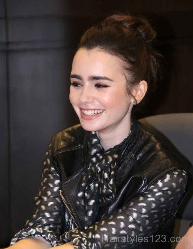 Lily Collins Updo  Hairstyle