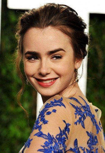 Attractive Updo Hairstyle Of Lily Collins