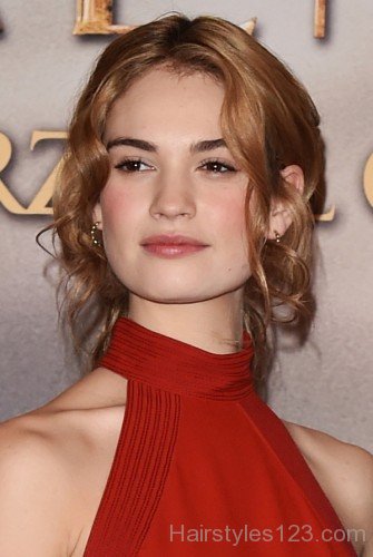 Lily James Beautiful Hairstyle