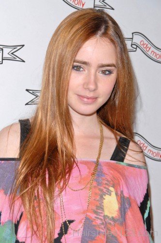 Long Straight Hairstyle Of Lily Collins