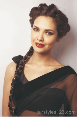 Stylish Braided Hairstyle Of Esha Gupta