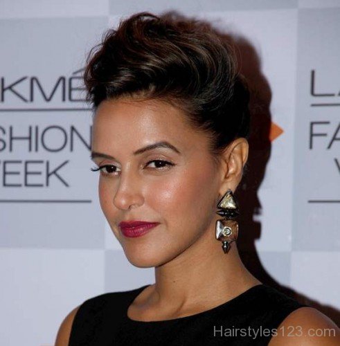 Stylish Updo Hairstyle Of Neha Dhupia