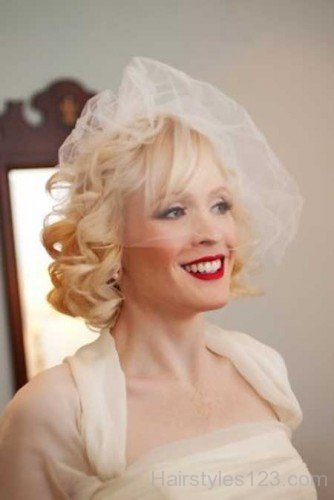 Blonde Curly Bridal Hairstyle