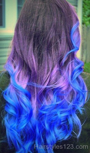 Blue & Purple Wavy Hair