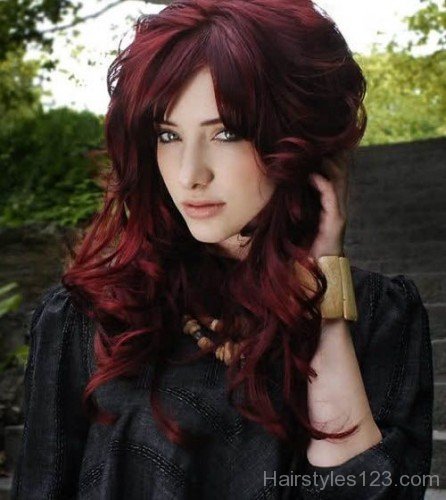 Burgundy Wavy Hairstyle