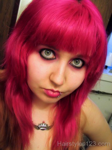 Dark Pink Emo Hairstyle