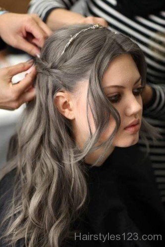 Grey Long Wavy Hair