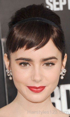 Lily Collins Bangs Hairstyle