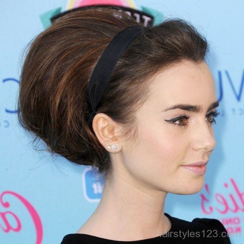 Lily Collins Bouffant Hairstyle
