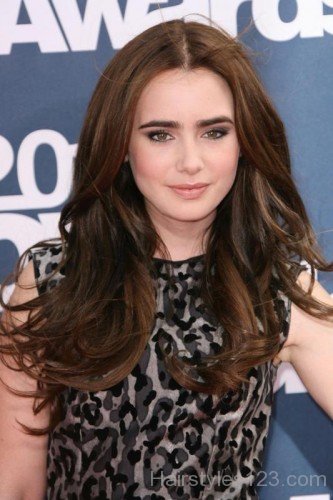 Lily Collins Layered Hairstyle