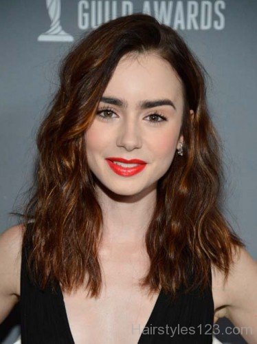 Lily Collins Medium Hairstyle