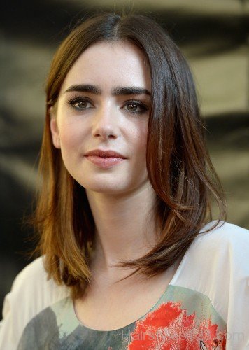 Lily Collins Medium Straight Hairstyle